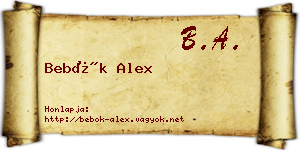 Bebők Alex névjegykártya